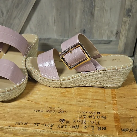 Vintage Havana Pink and Tan Espadrille Slides with Suede Upper - Picture 2 of 7